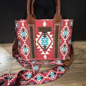 Wrangler Red and Brown Geometric Shoulder Bag